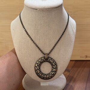 Coldwater Creek Brushes Gold Tone Minimalist Ring Pendant Drop Necklace